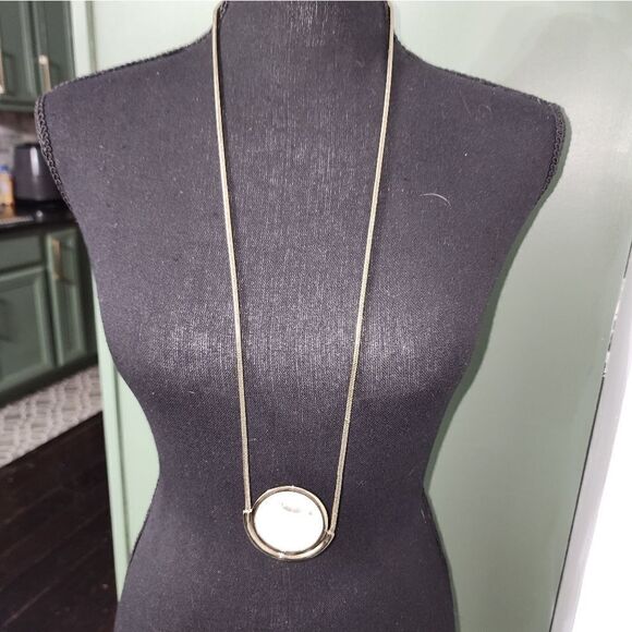 H by Halston 36" Round Pendant Necklace with Snake Chain NWOT - Picture 4 of 6